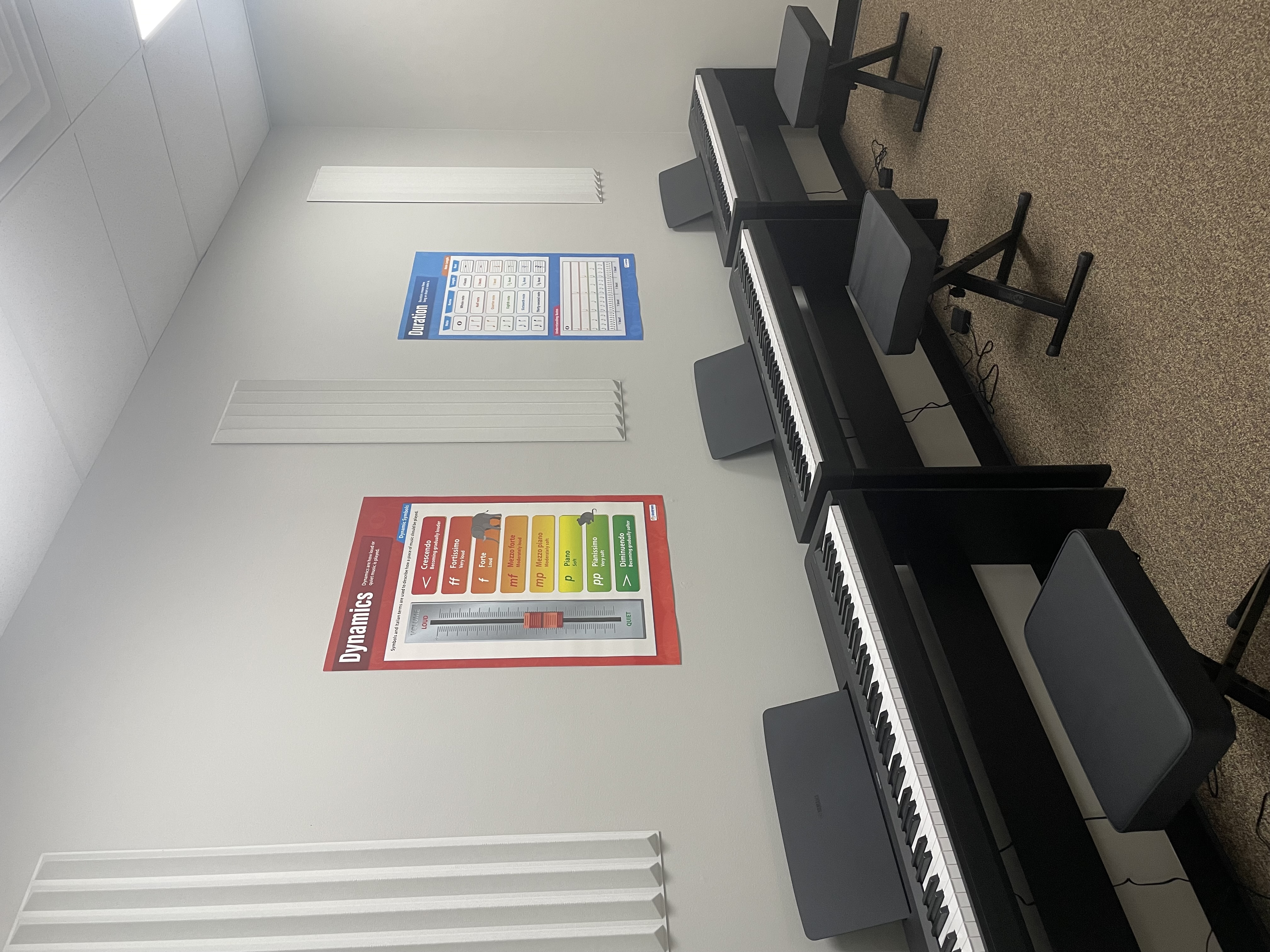 Bright Keys Piano Studio group lesson room with digital pianos